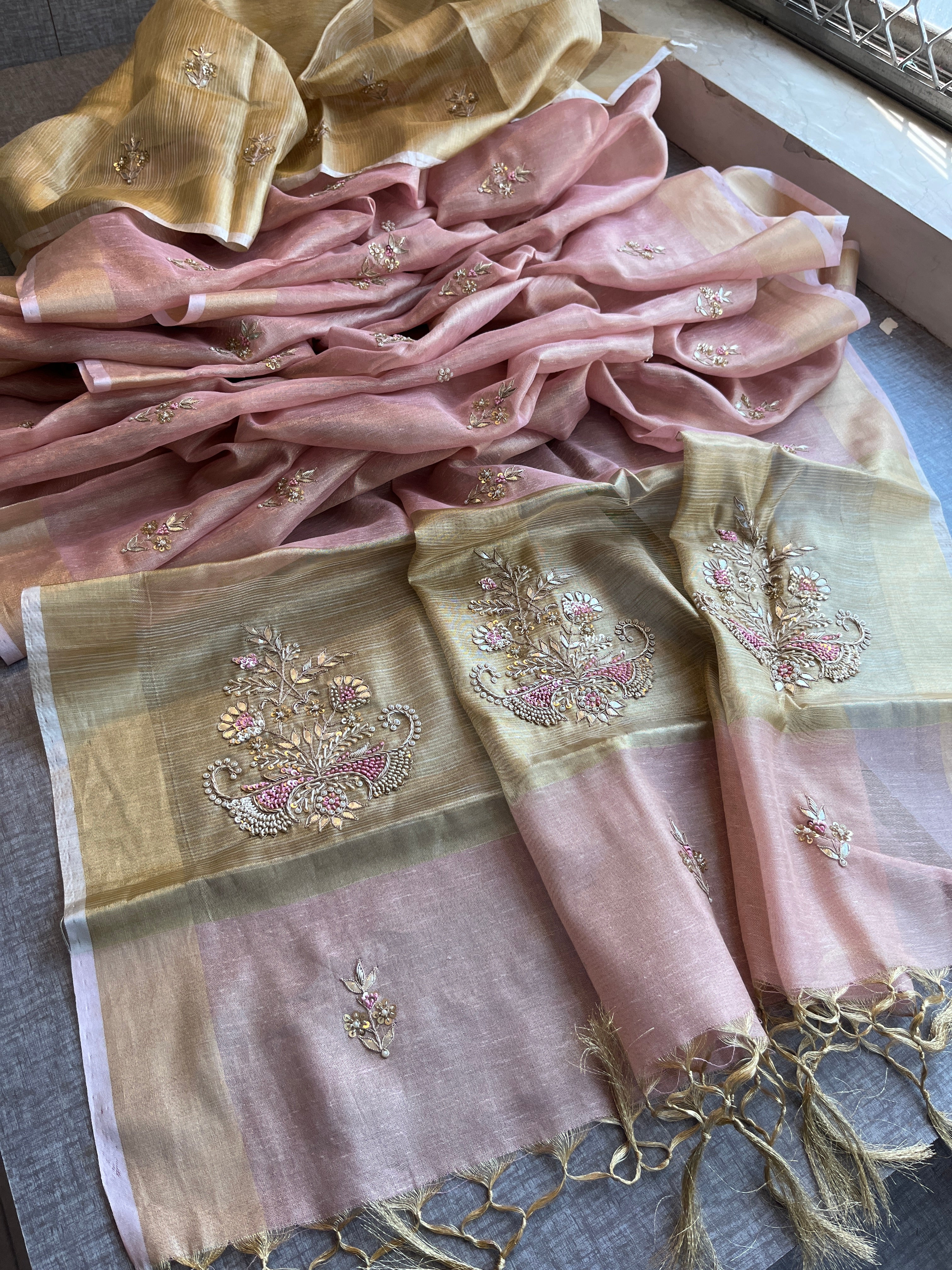 Tissue Linen Silk Saree