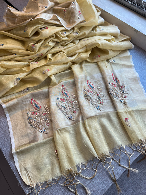 Soft Tissue Linen Silk Saree