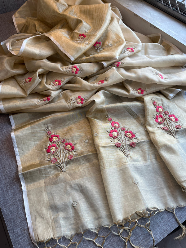 Pure Tissue Linen Silk Saree