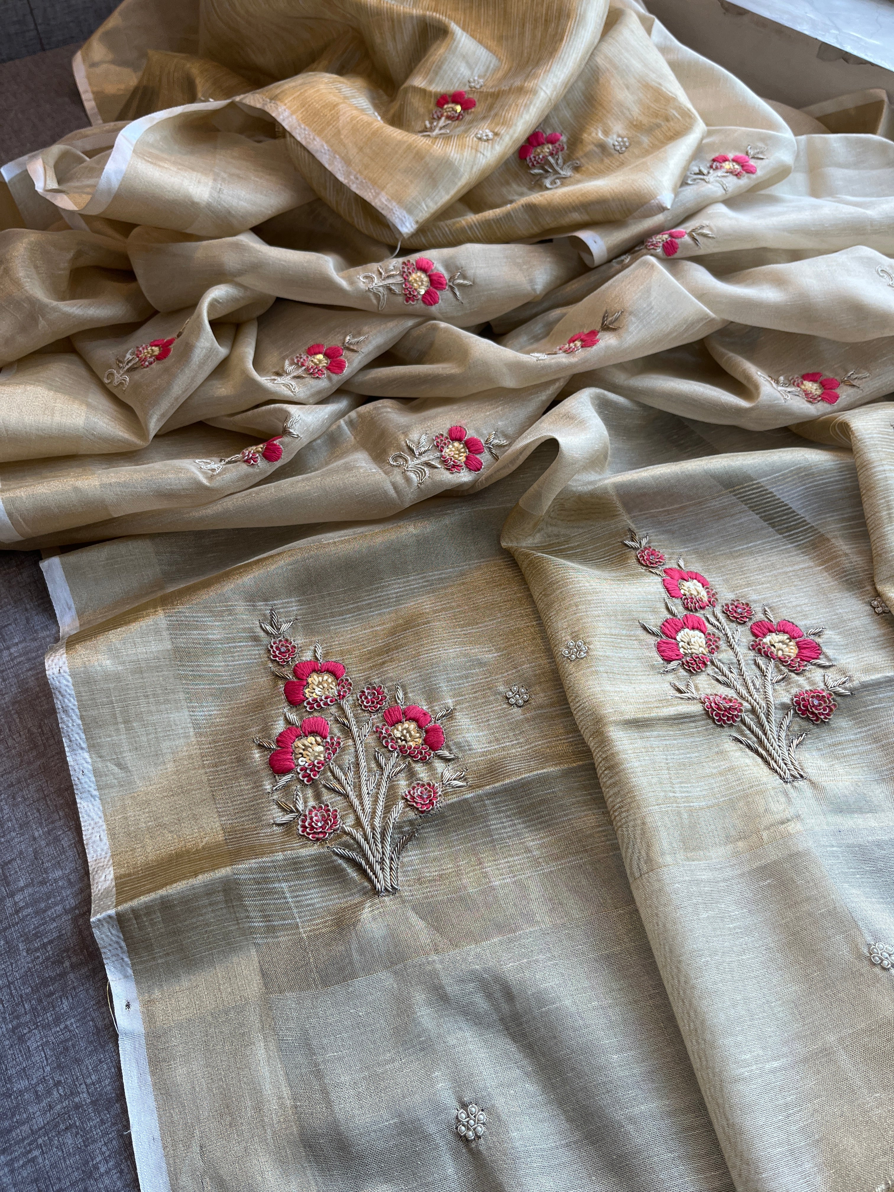 Pure Tissue Linen Silk Saree