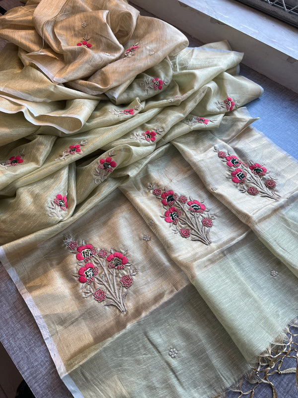Pure Tissue Linen Silk Saree