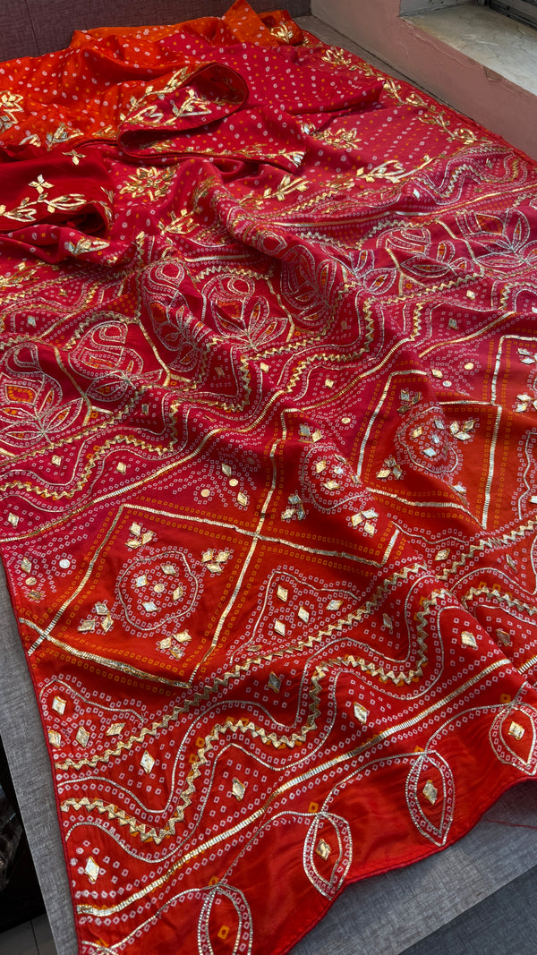 Pure Munga Silk Saree With Gotapatti