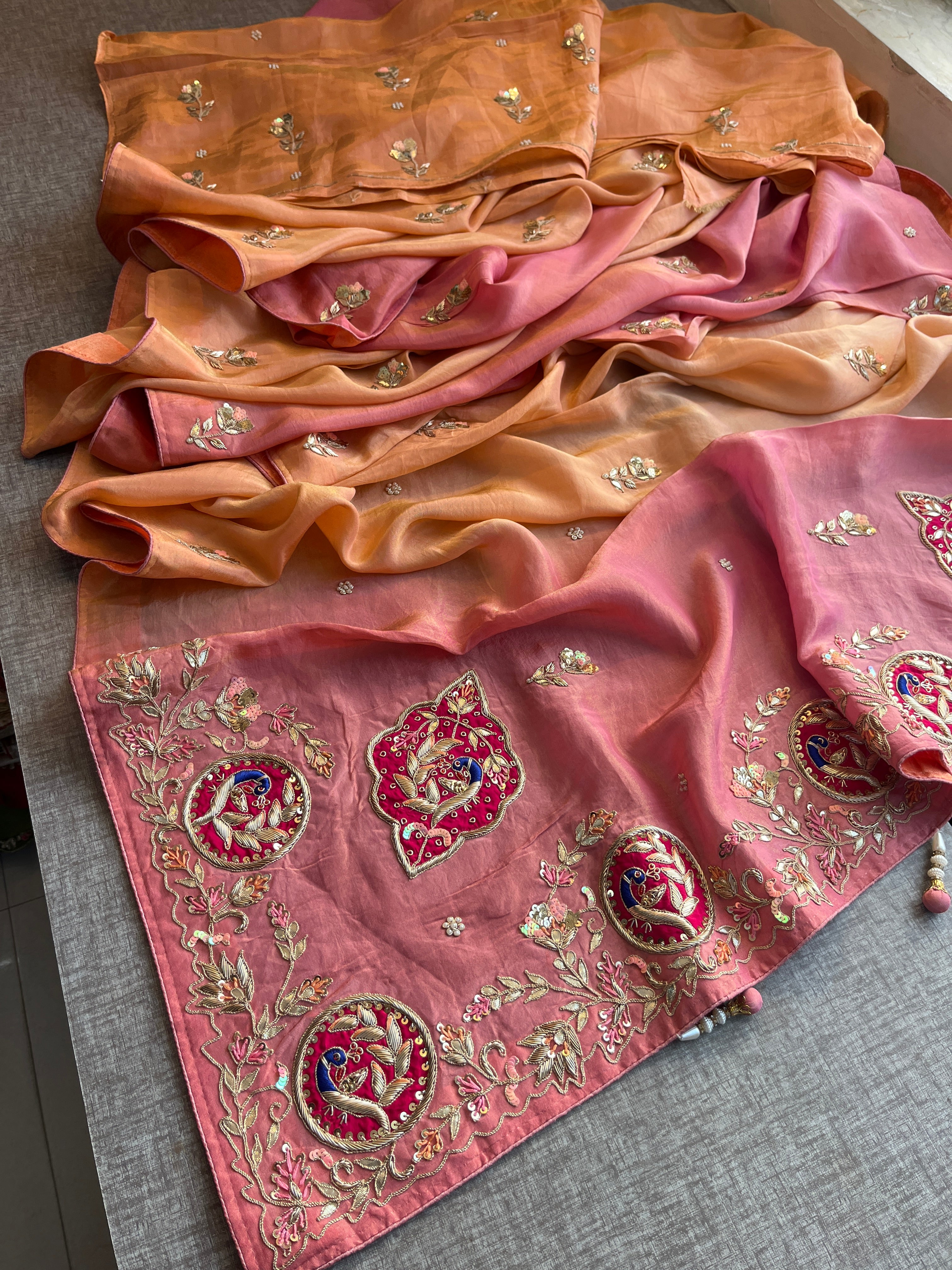 Multi color Tissue Cosmos Silk Saree