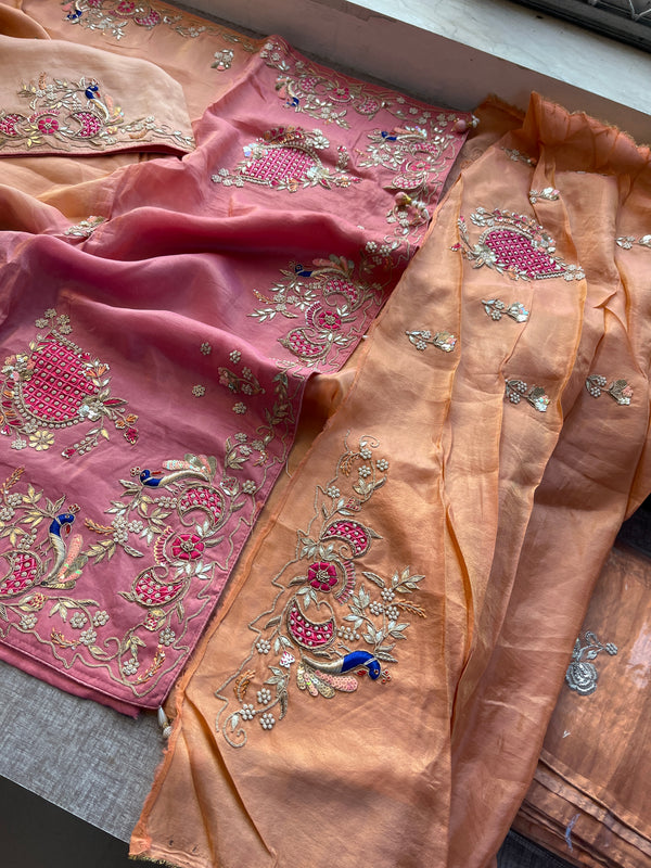 Multi color Tissue Cosmos Silk Saree