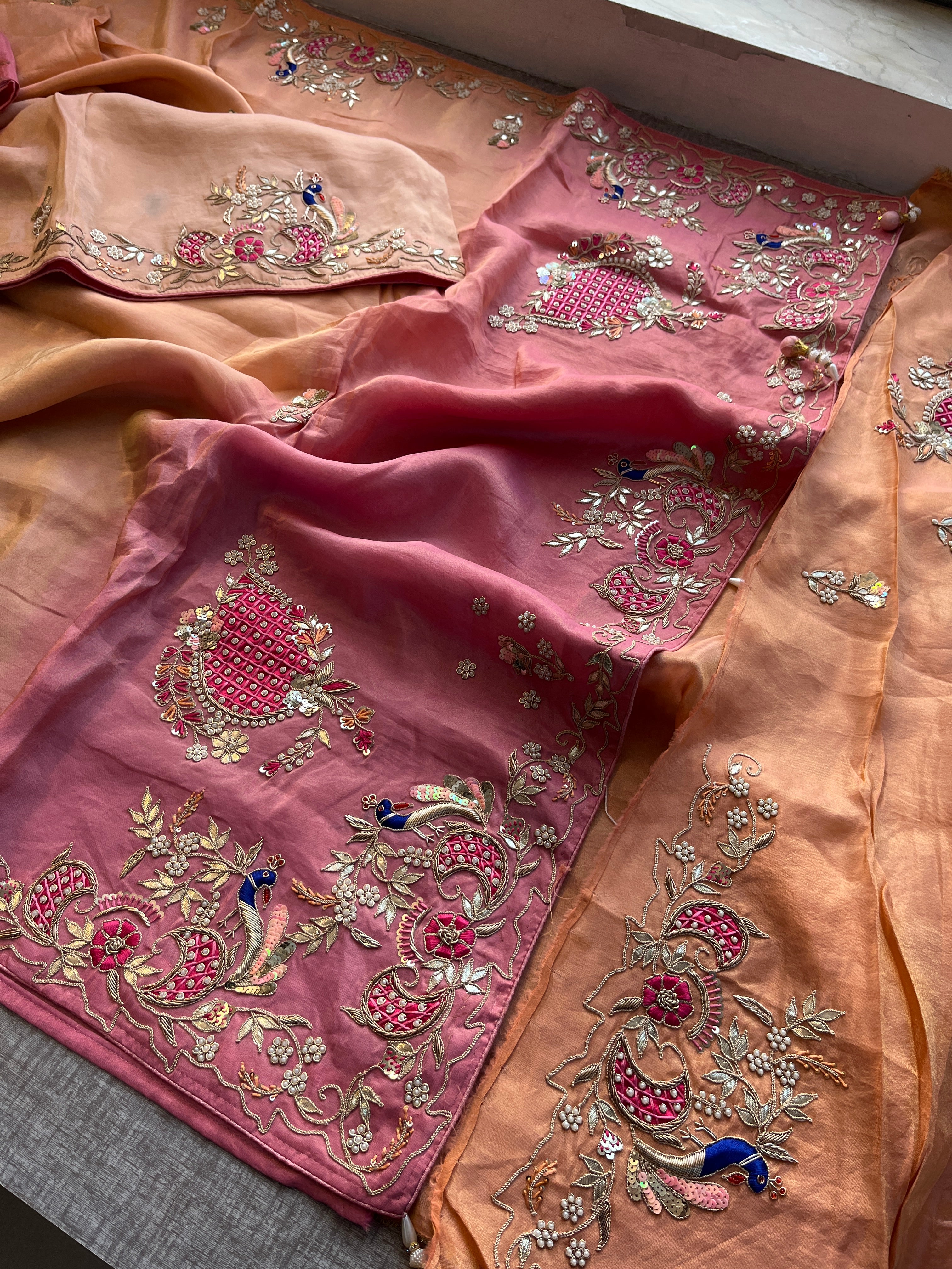 Multi color Tissue Cosmos Silk Saree