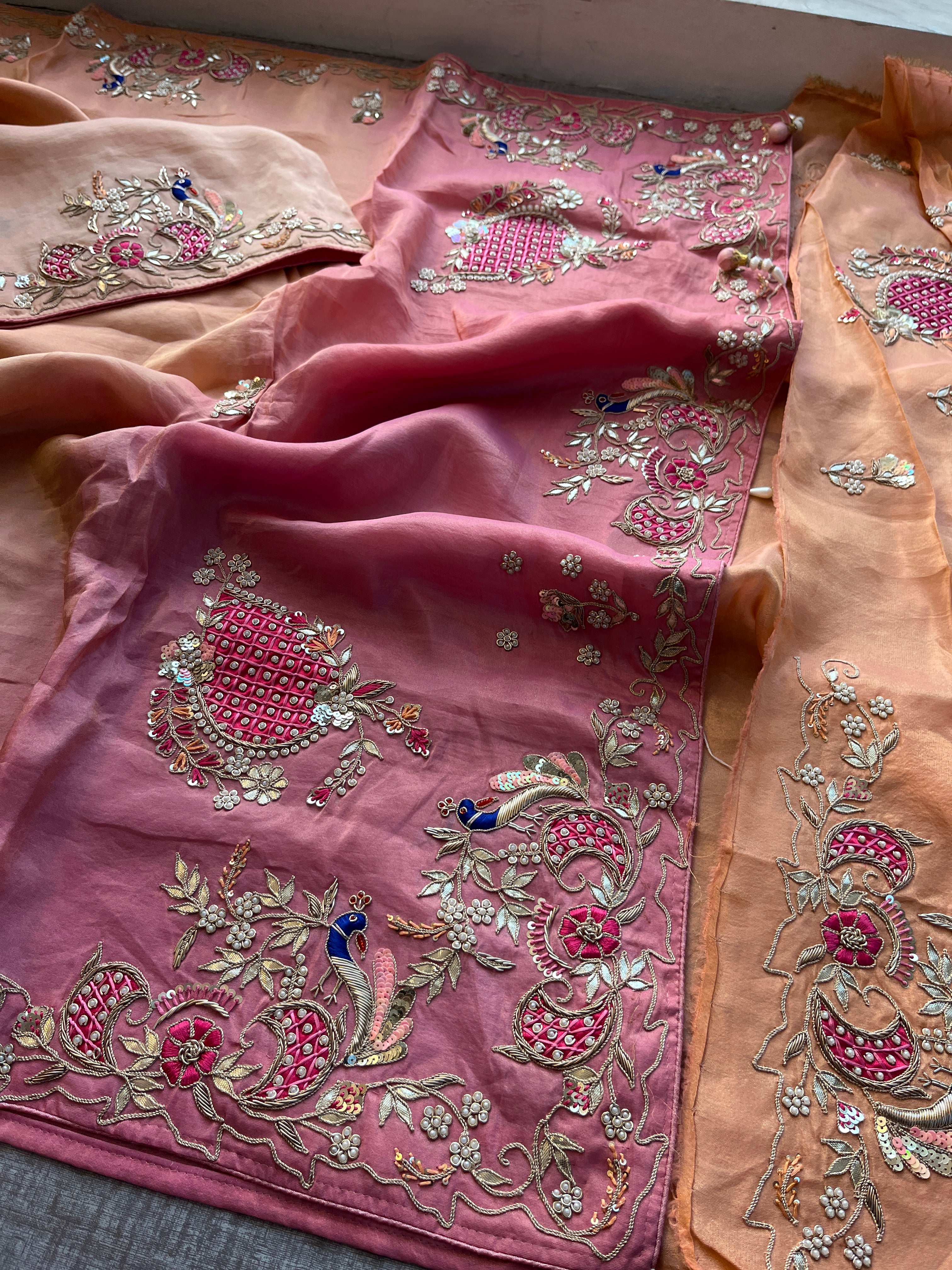 Multi color Tissue Cosmos Silk Saree