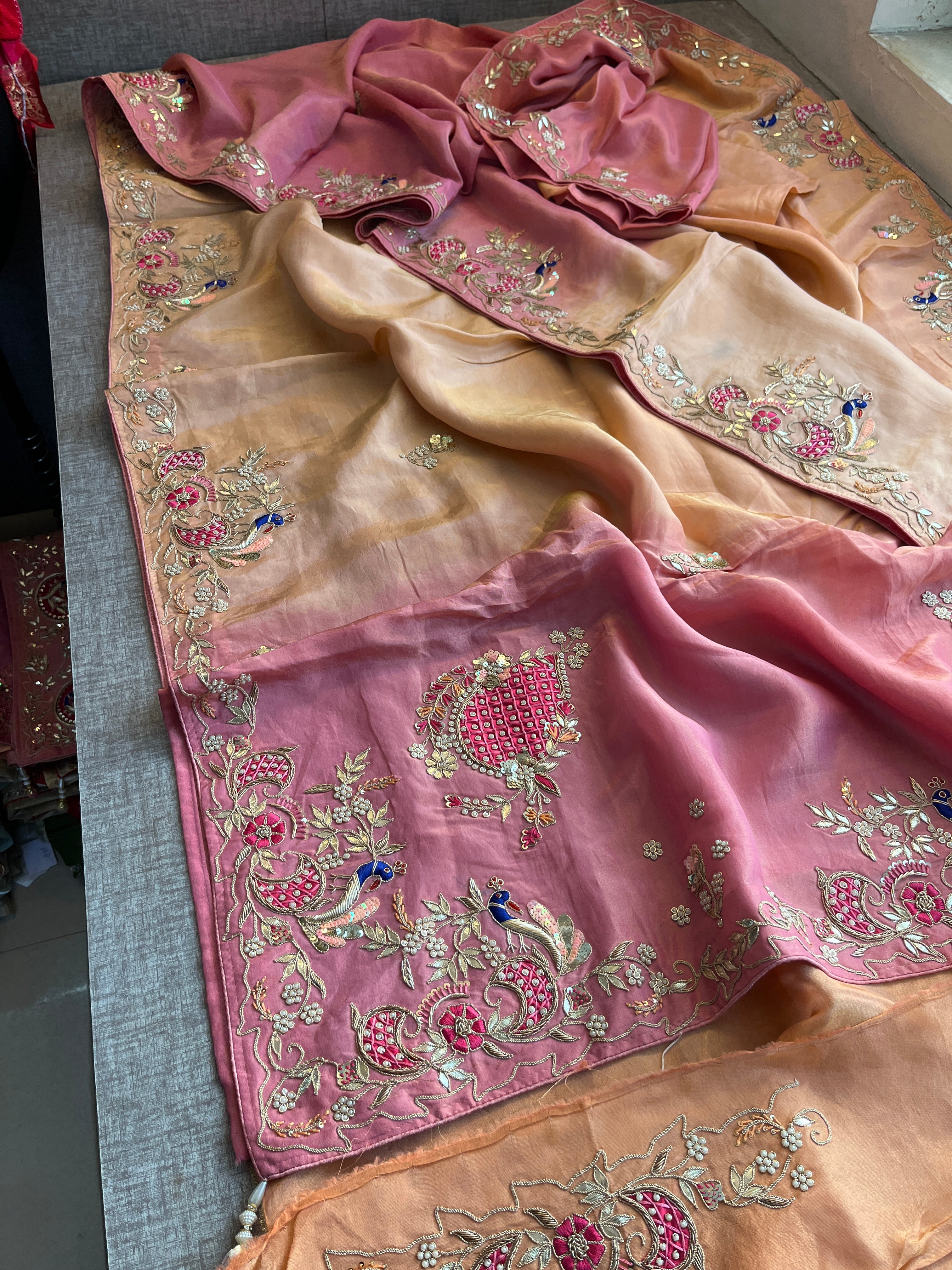 Multi color Tissue Cosmos Silk Saree