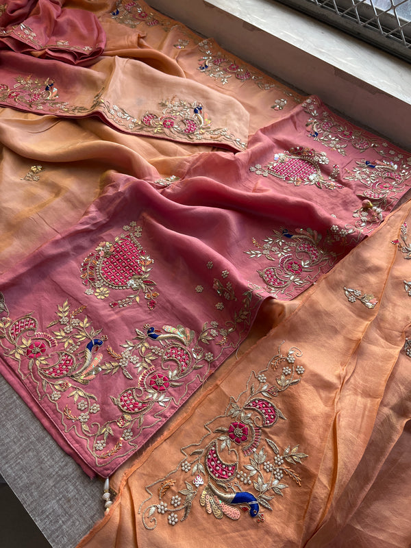 Multi color Tissue Cosmos Silk Saree