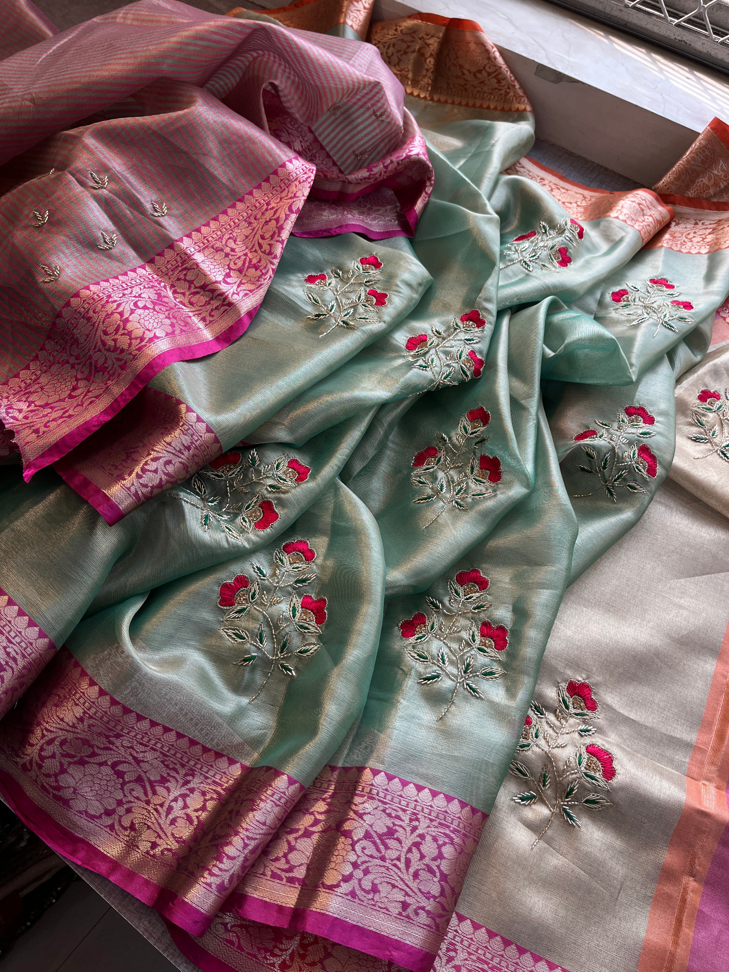 Tissue Linen Silk Saree