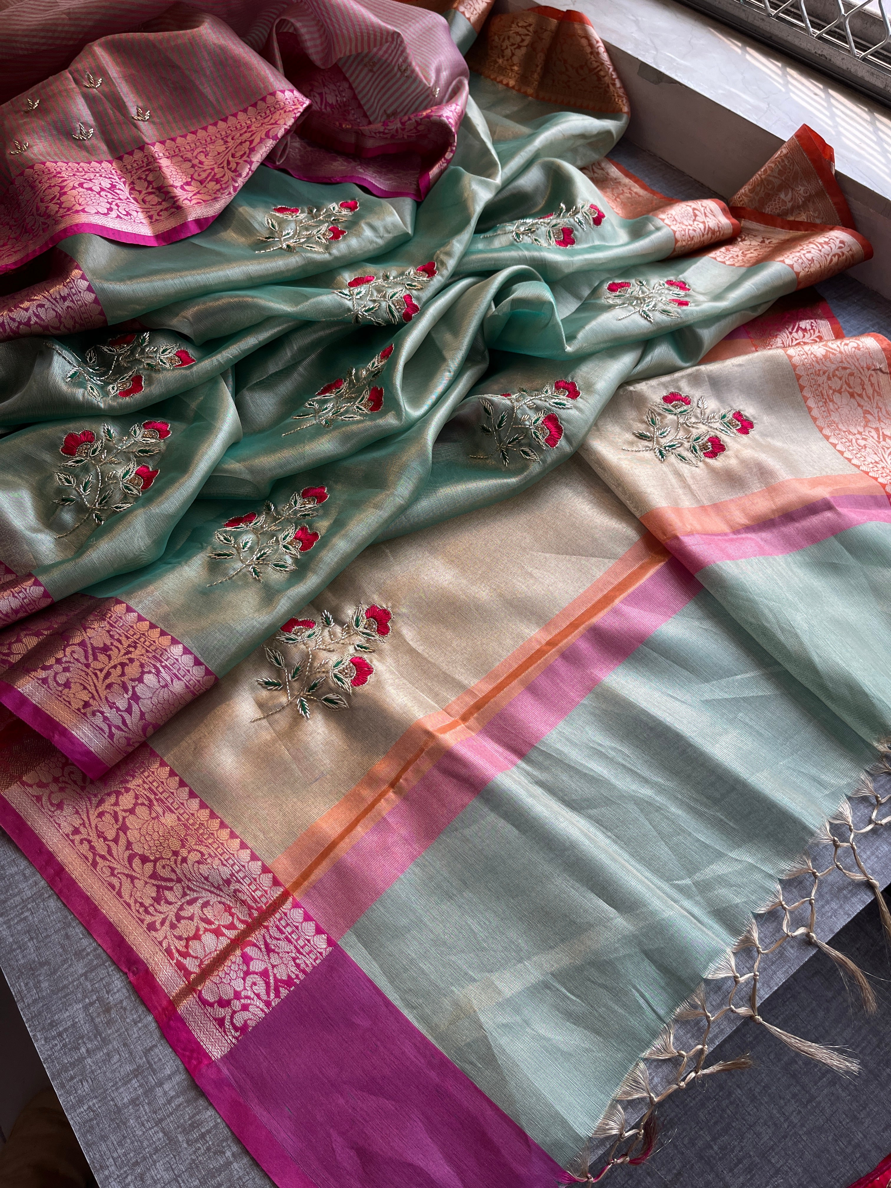 Tissue Linen Silk Saree