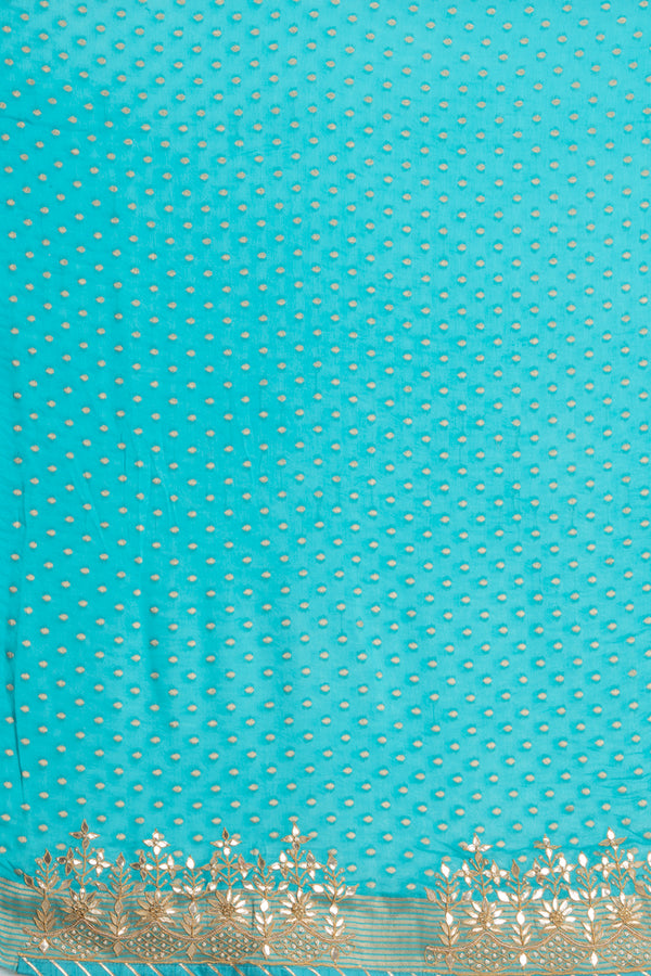 Rama Green Banarasi Pure  Khaddi Georgette Saree Embellished  With Gota Patti Work