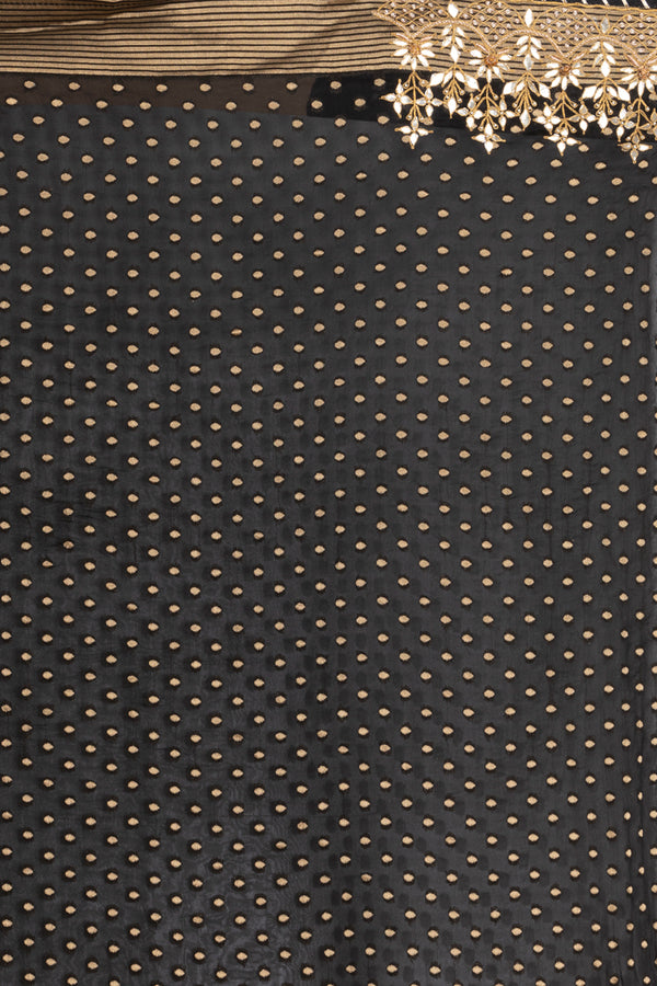 Black Banarasi Pure  Khaddi Georgette Saree Embellished  With Gota Patti Work