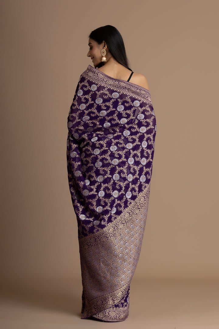Purple Khaddi Georgette Saree