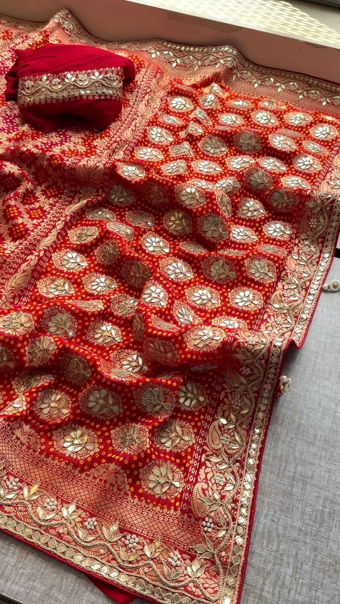 Pure Khaddi Georgette handwork gotapatti saree