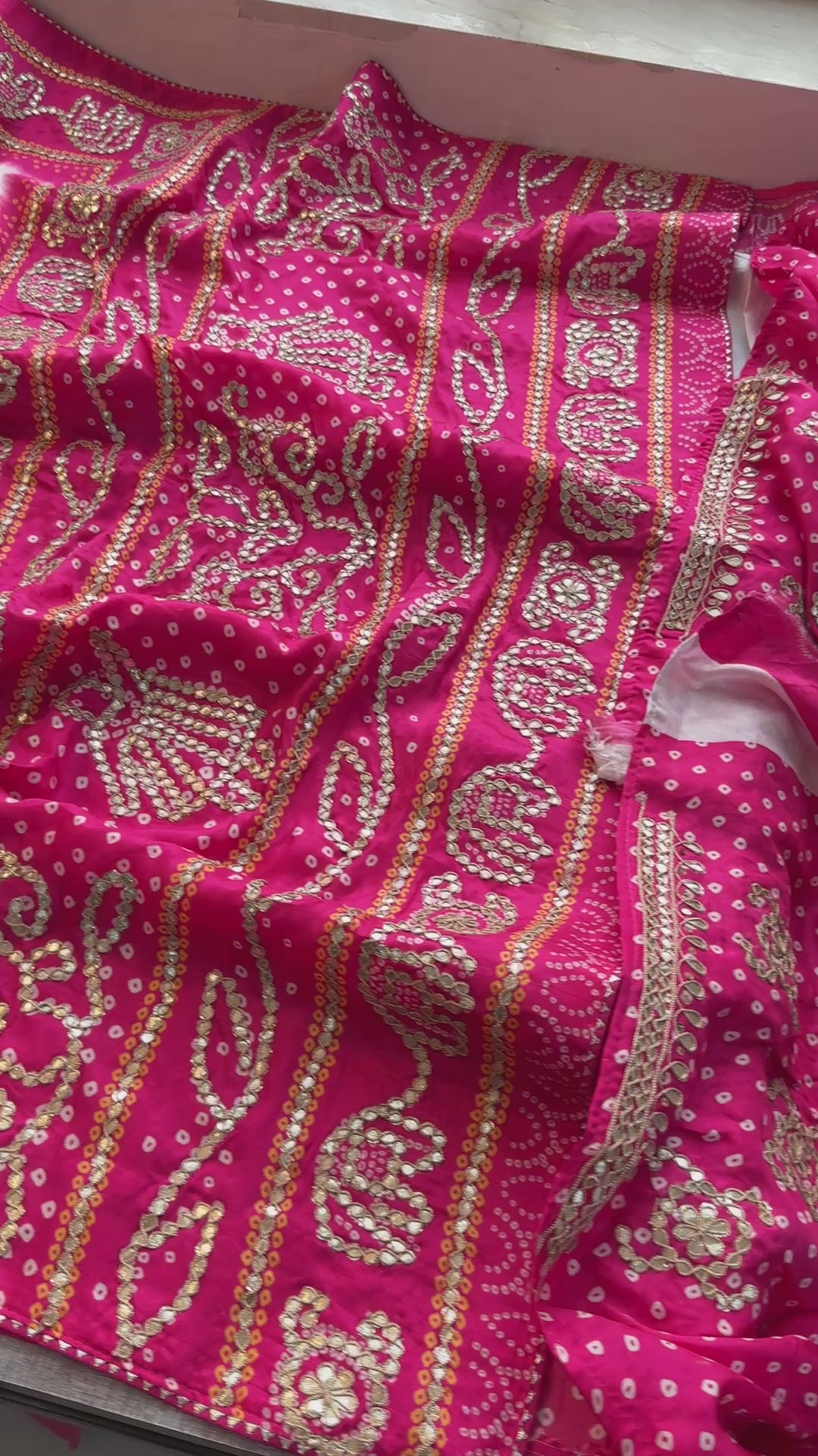 Munga Silk Bandhani Enhanced with Elephant pattern