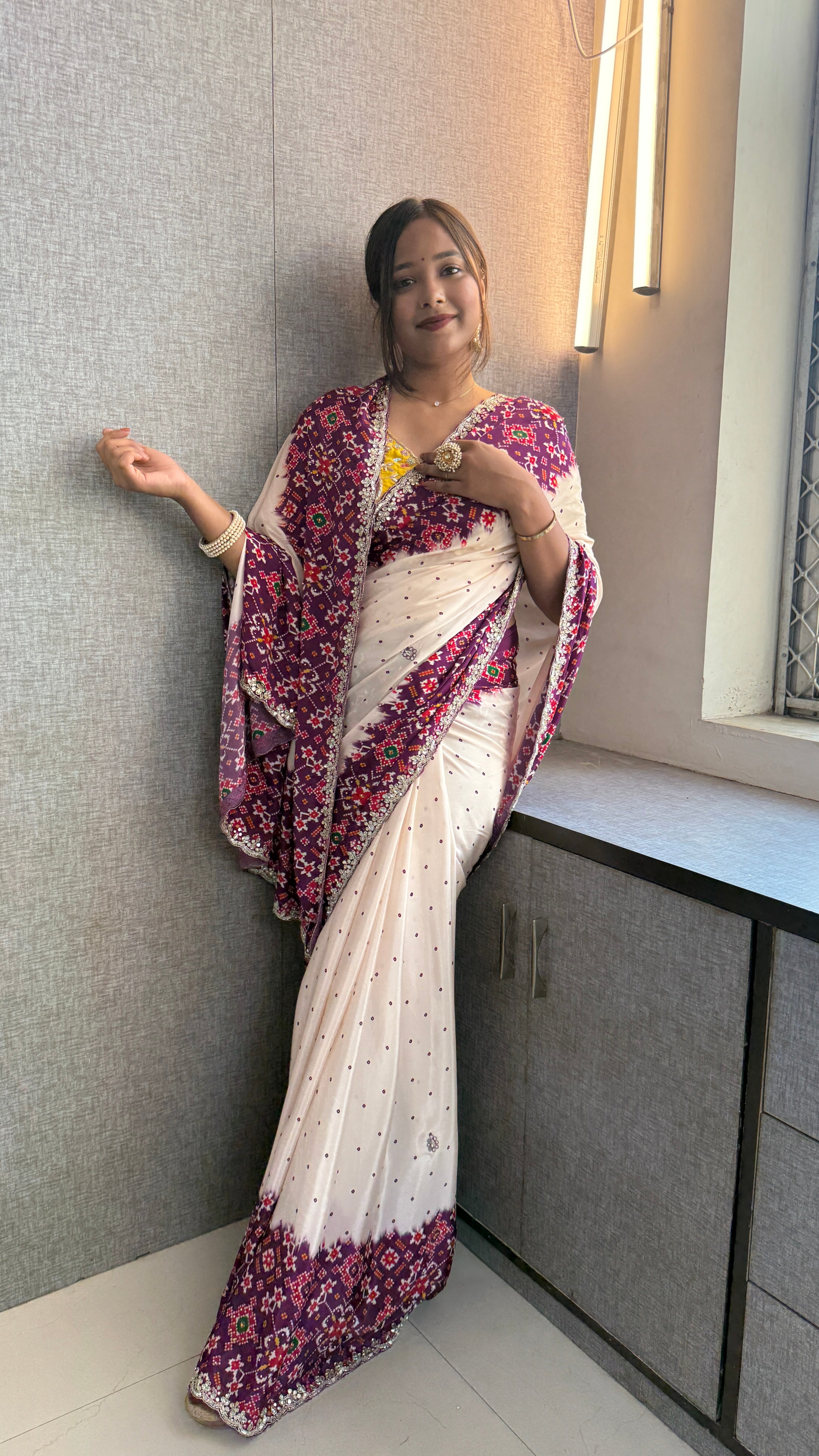 Soft Munga Silk with Pearl And Resham