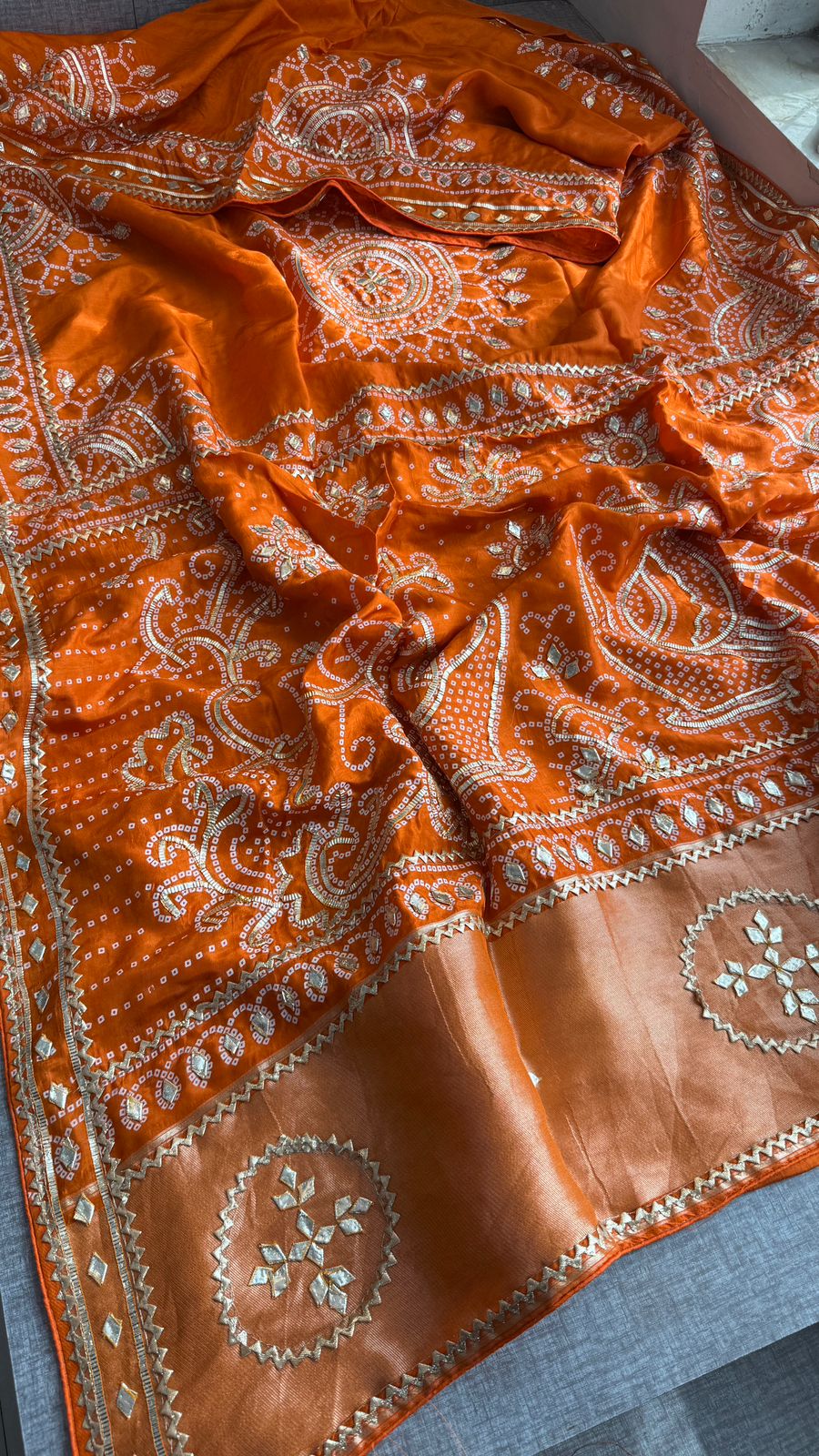 Munga Silk Sikhiya Gotapatti Saree with Peacock Motif & Zari Border | Soft Premium Festive Wear