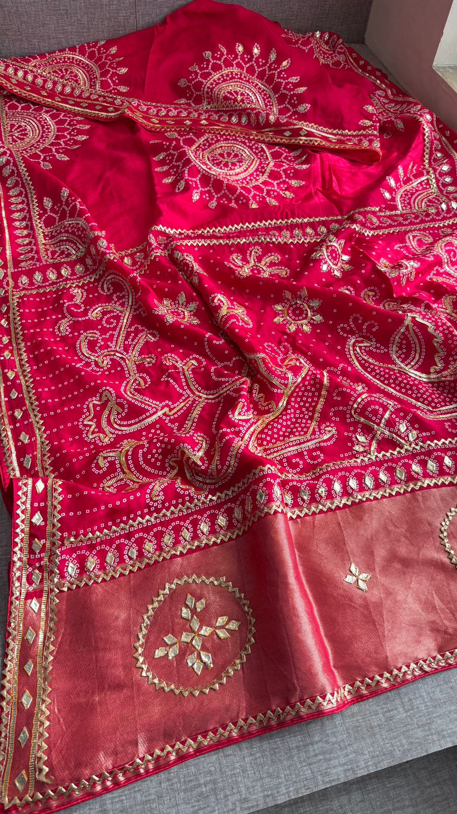 Munga Silk Sikhiya Gotapatti Saree with Peacock Motif & Zari Border | Soft Premium Festive Wear