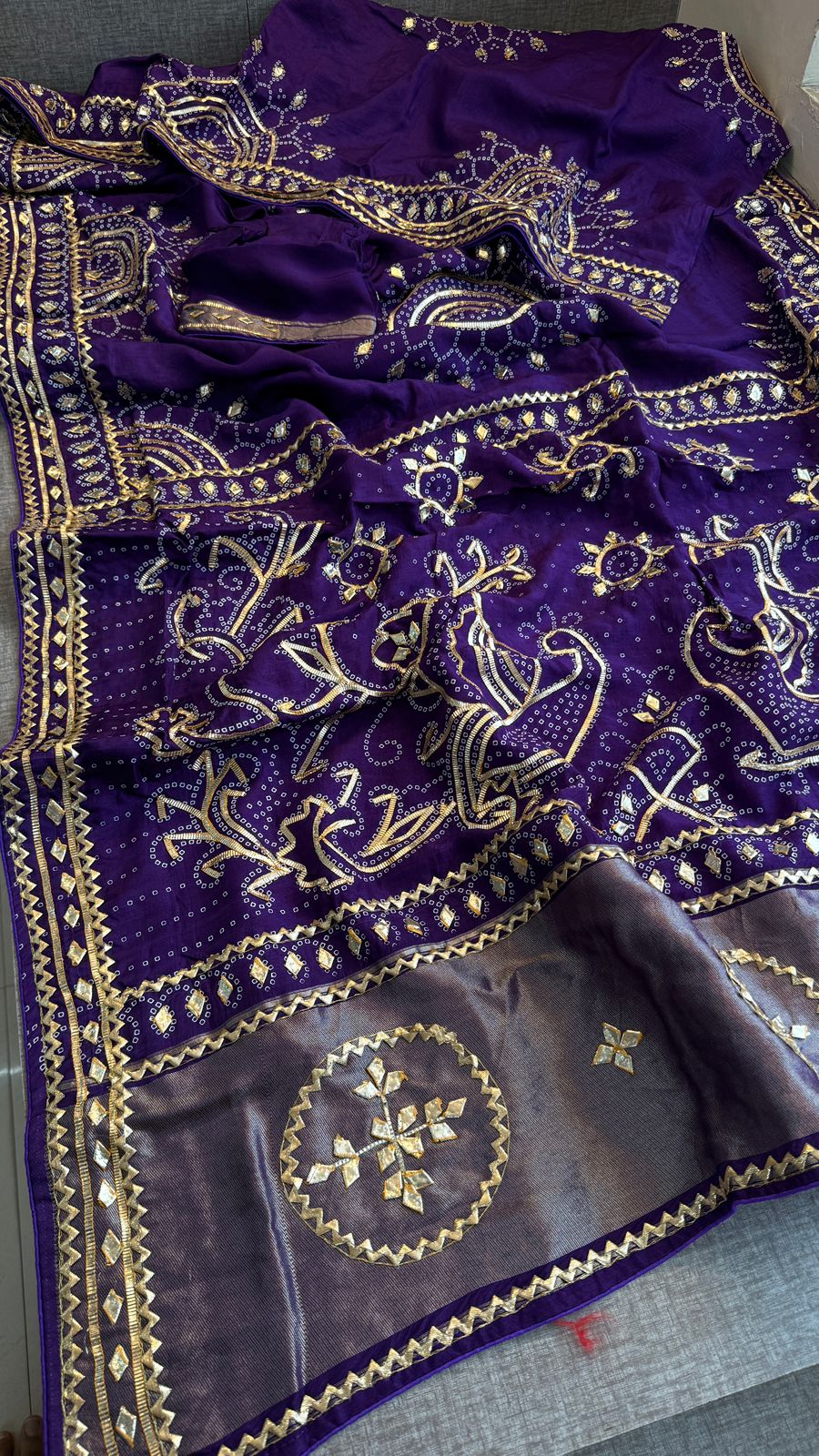 Munga Silk Sikhiya Gotapatti Saree with Peacock Motif & Zari Border | Soft Premium Festive Wear